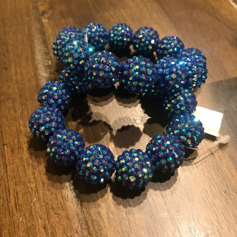 Blue Rhinestone ball bracelets NWT